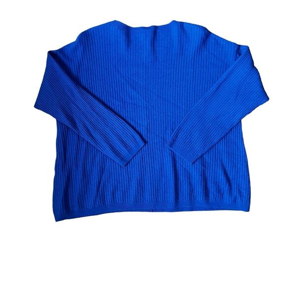 Eileen Fisher Luxe Merino Wool Ribbed Box Top Sweater 1X Royal Blue - Picture 6 of 9